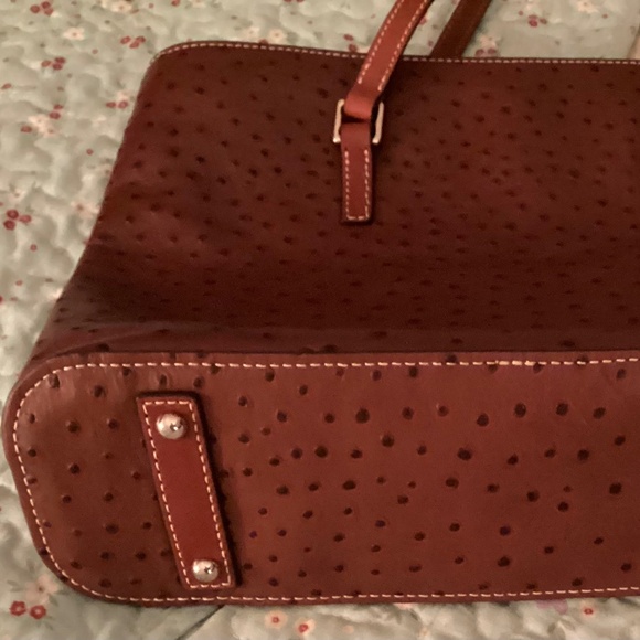 Dooney & Bourke Ostrich Leather Large Shopper Tote Cognac Brown & Wallet - Picture 6 of 11